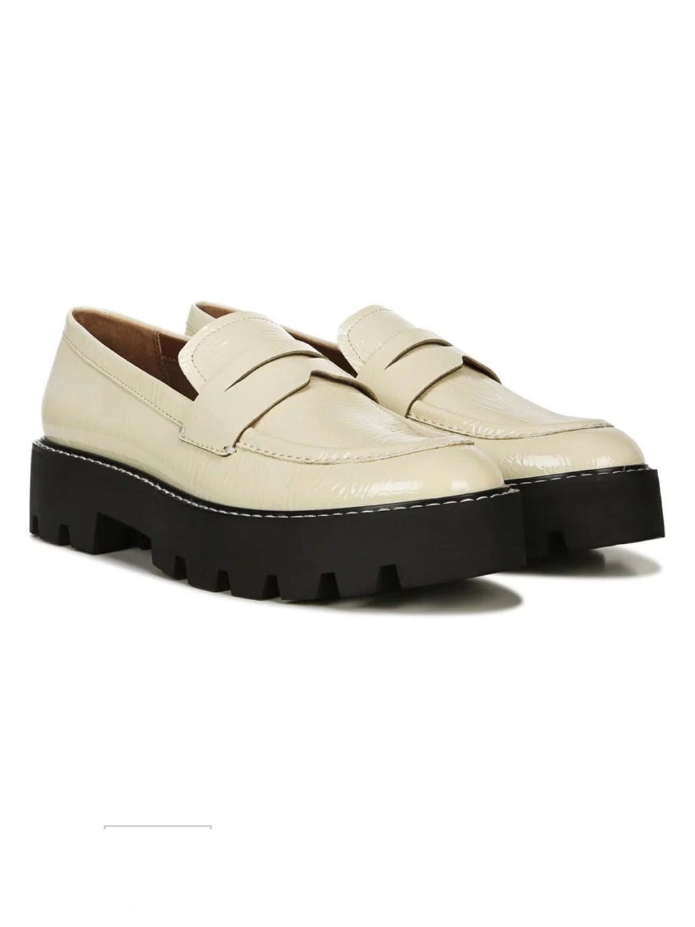 Franco Sarto Cream Patent Leather Platform Penny Loafers 👞 Size: 10 NWOT 🏷️